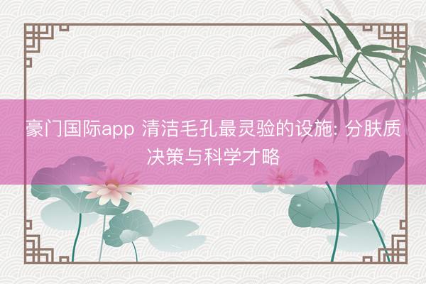豪门国际app 清洁毛孔最灵验的设施: 分肤质决策与科学才略